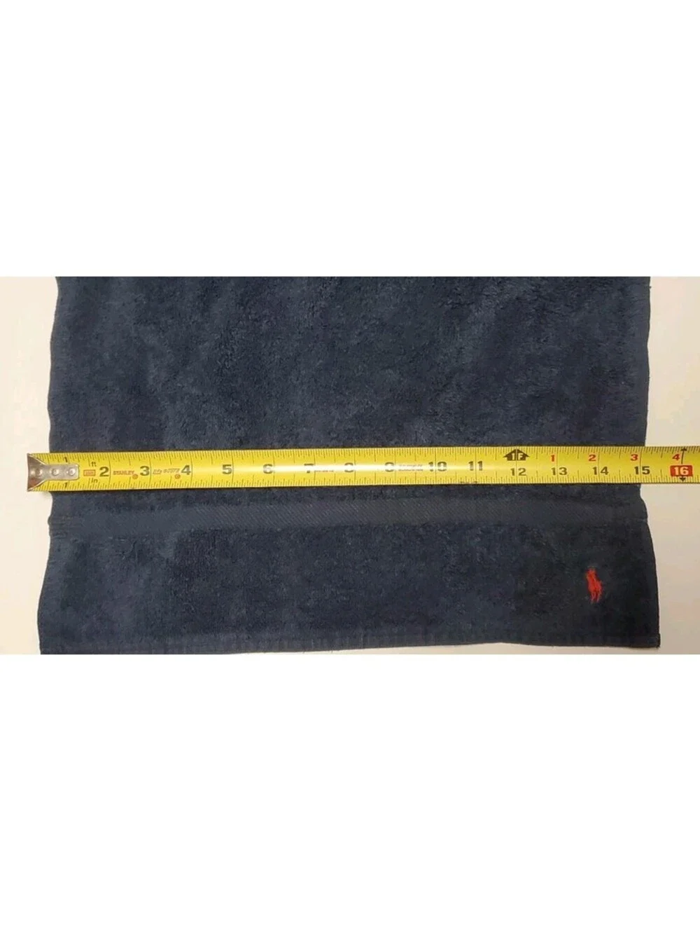 Vintage Ralph Lauren Small Pony Cotton Hand Towel Navy Blue Made in USA